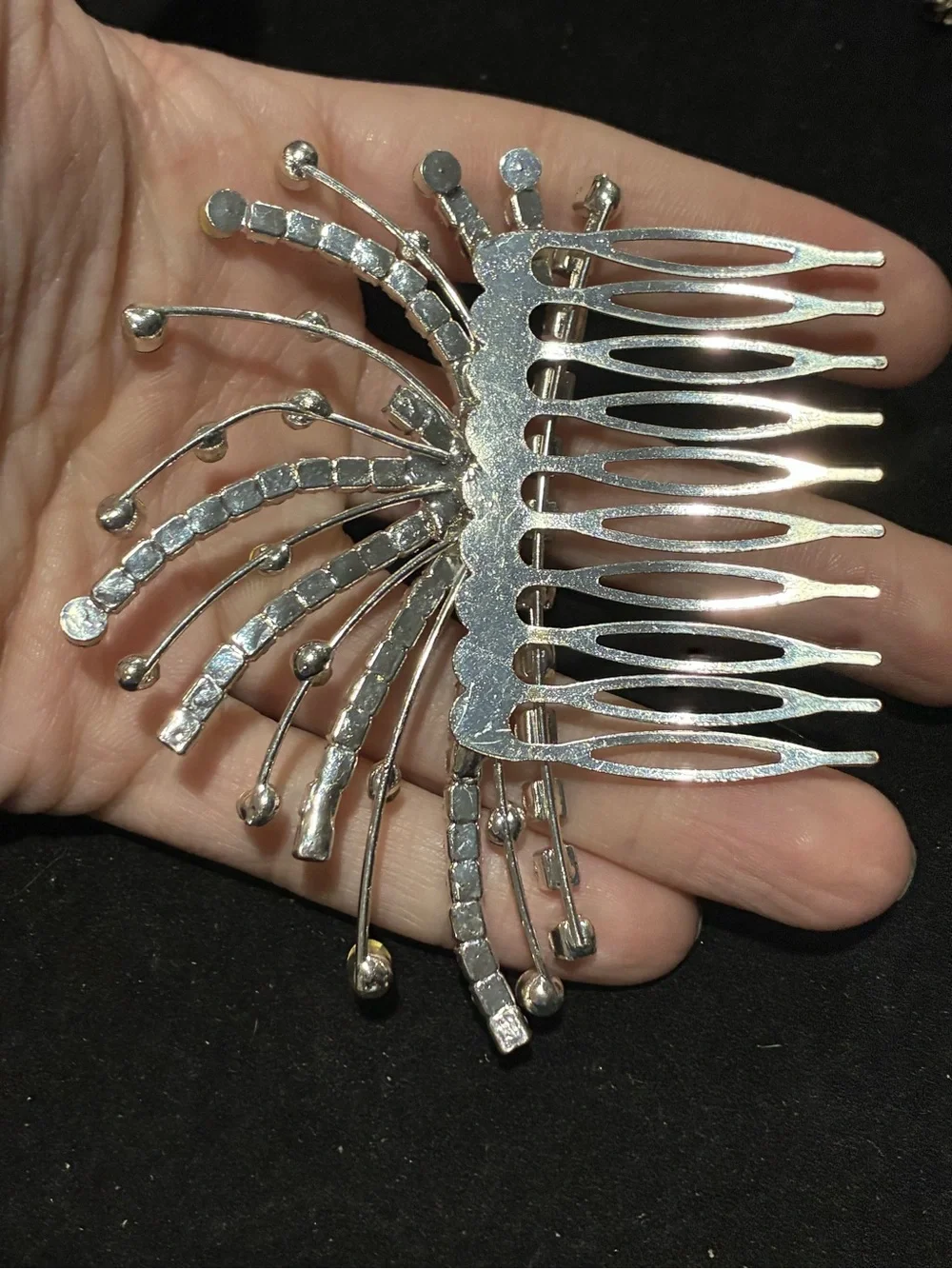 Vintage Mid Century Rhinestone Hair Comb